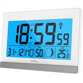 Technoline Radiološkai valdomas skaitmeninis žadintuvas su LCD sekundėmis, data, temperatūra ir apšvietimu