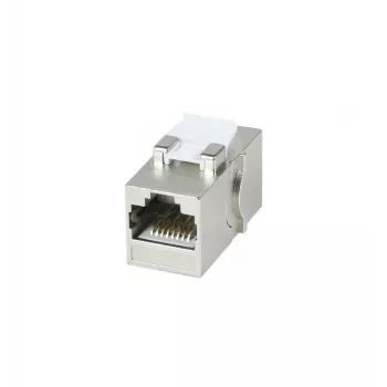 SYNERGY21 S216317V4 Cat6A ekranuotas RJ45 Keystone sujungimo modulis, moteriškas-moteriškas, plonas trumpas, metalinis korpusas