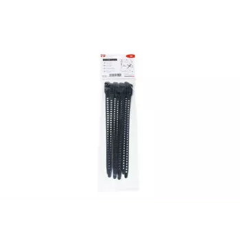 HellermannTyton SOFTFIX® atsegamas kabelių raištis 260 mm x 11 mm, juodas, 8 vnt. 115-11270