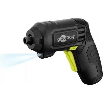 Goobay Mini akumuliatorinis atsuktuvas, 31 dalių rinkinys, pistoleto formos rankena, su 28 antgaliais ir Micro-USB įkrovimu (77818)