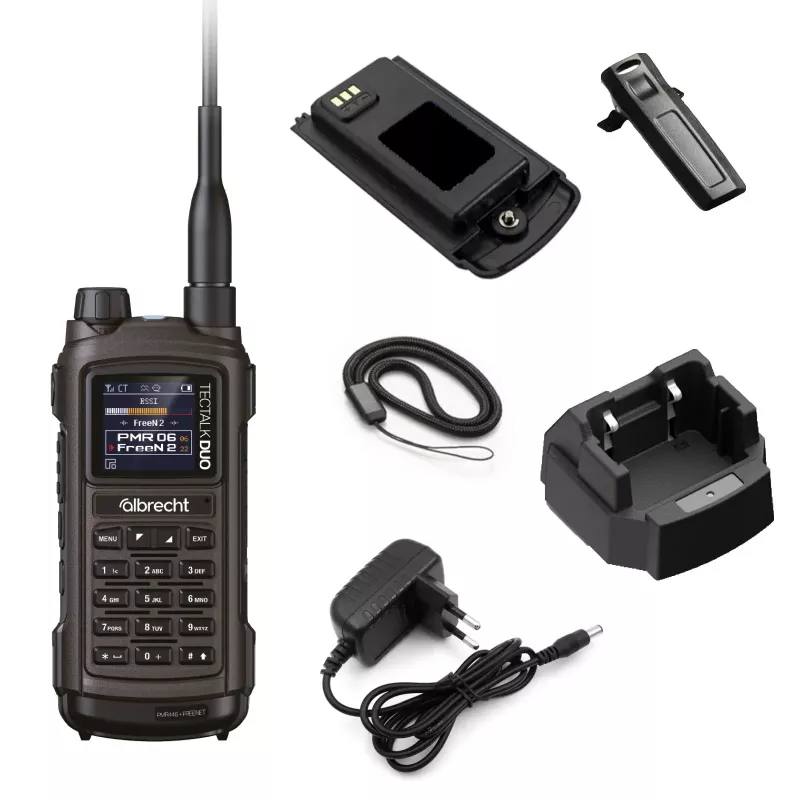 Albrecht Tectalk Duo PMR446 Freenet 1W dvipusio ryšio radijo rinkinys, juodas, 29148