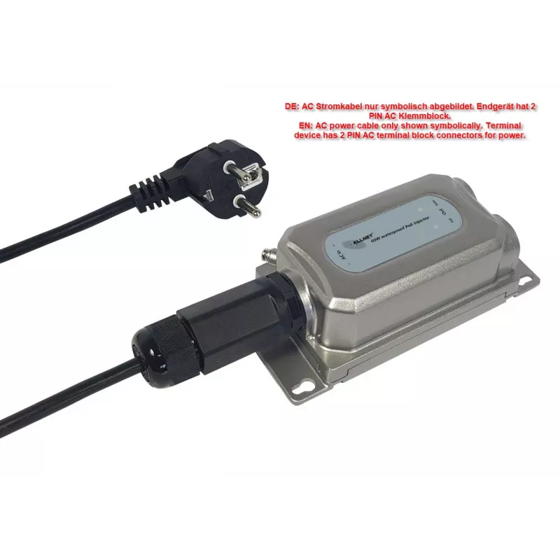 ALLNET Outdoor PoE injektorius IP67 IEEE 802.3bt 60W metaliniame korpuse ALL-PI2013Ov2BT60