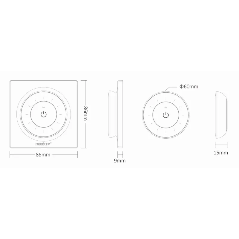 MiBoxer K3-W 2,4GHz dvigubai baltos spalvos LED nuotolinio valdymo pultas su sukamuoju jutikliniu ratuku
