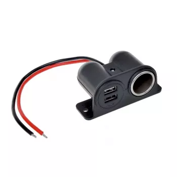 IWH 12/24V transporto priemonės maitinimo lizdas su 2 USB prievadais, bendra 4,2A išvestis (019010)