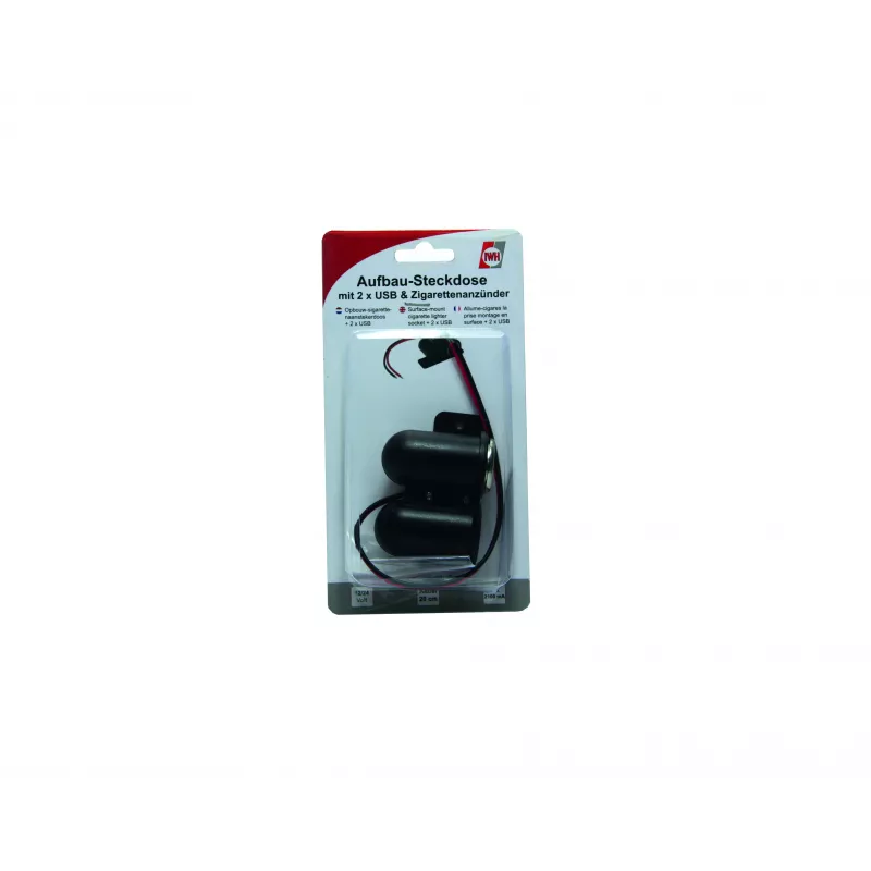 IWH 12/24V transporto priemonės maitinimo lizdas su 2 USB prievadais, bendra 4,2A išvestis (019010)