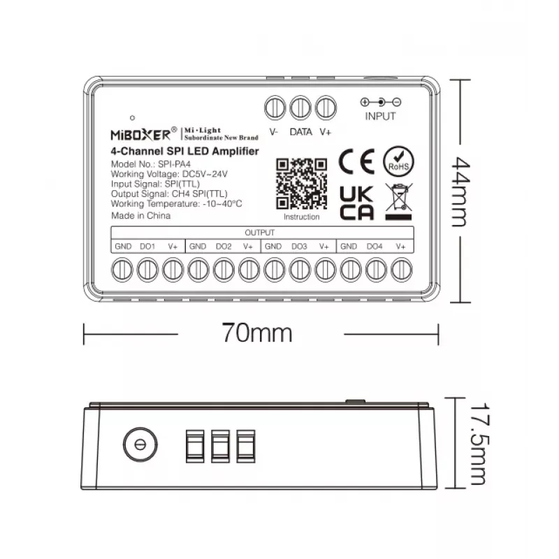Synergy 21 Pixel LED Controller SPI-Serie 4 kanalų stiprintuvas / kartotuvas (SPI-PA4)