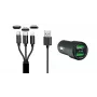 IWH dvigubas USB automobilinis įkroviklis 3-in-1 12/24V 3.4A juodas (19061)