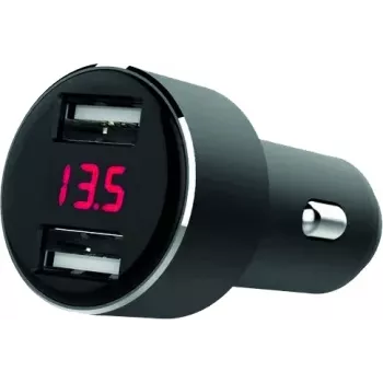 IWH dviejų USB prievadų automobilinis įkroviklis su įtampos rodymu 4,8A (019062)