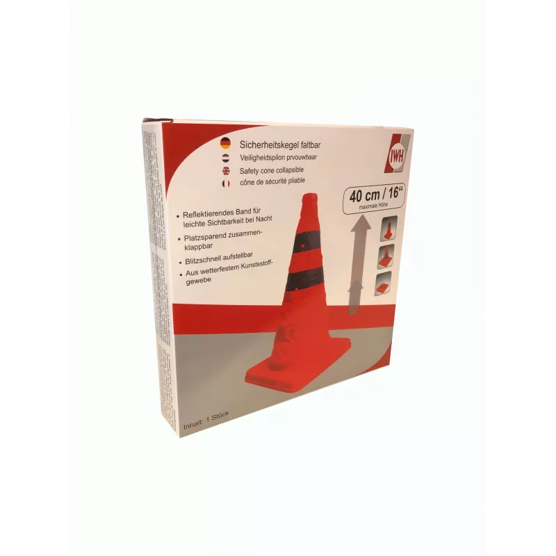 IWH 019209 eismo kūgis, 30 cm, lankstus PVC su atspindinčiomis juostomis, oranžinis, universaliam transportui