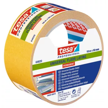 tesa 64620-00018-11 dvipusė kiliminės dangos klijavimo juosta, balta, 10 m x 50 mm