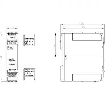 Siemens SIRIUS 3RN2 termistoriaus variklio apsaugos relė 3RN2012-2BW30, 24 V AC/DC, 1 jutiklio grandinė, 1NO+1NC, varžtiniai gnybtai, DIN bėgelis