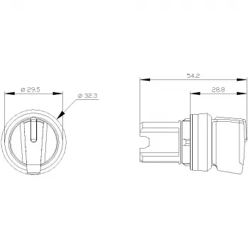 Siemens SIRIUS ACT 3SU1002-2BN10-0AA0 perjungiklio pavara, 22 mm, 3 padėčių, fiksuojamoji, trumpa svirtelė, juoda, apšviečiama
