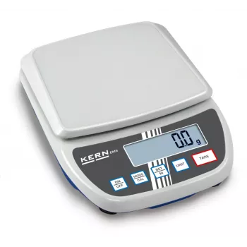KERN EMS 12K0.1 precizinės svarstyklės, 12 kg x 0,1 g, nerūdijančio plieno platforma, RS-232, maitinimas iš tinklo / baterijų