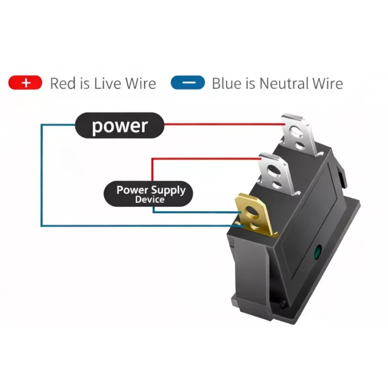 IWH mėlynai šviečiantis perjungiklis 12V/24V 10A SPST ON-OFF, skydelyje montuojamas 19028