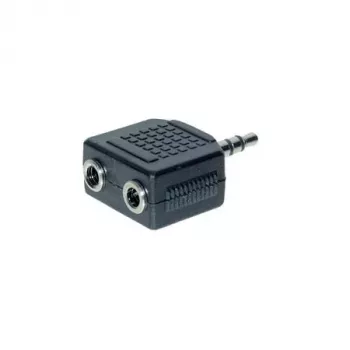 exertis Connect garso skirstytuvo kabelis - 3,5 mm stereo vyriškas į 2x moteriškus, 0,2 m, juodas 64650