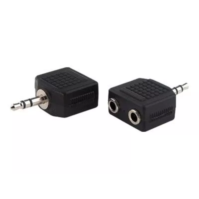 exertis Connect garso skirstytuvo kabelis - 3,5 mm stereo vyriškas į 2x moteriškus, 0,2 m, juodas 64650