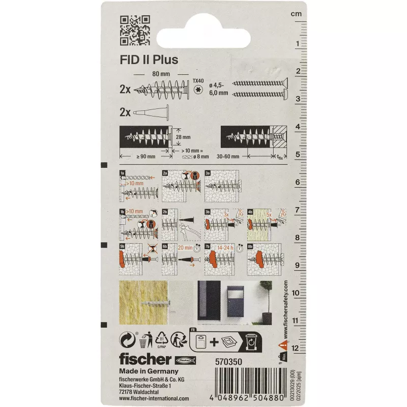 Fischer FID II Plus šiltinimo inkaras 80 mm, 2 vnt. 570350