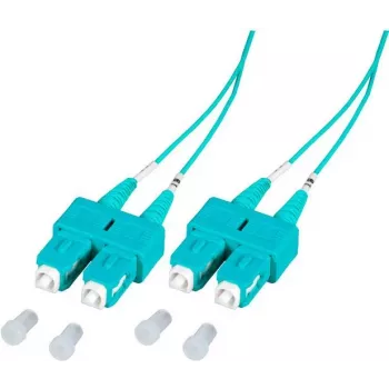 EFB Elektronik SCSCOM3DAQ2 2 m dvigubas SC OM3 daugiamodis optinis komutacinis kabelis, LSZH, akvamarino spalvos