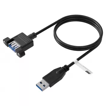 EFB Elektronik USB 3.0 prailginimo kabelis, USB-A male į panelinį USB-A female, 1,8 m, juodas K5265SW.1V2