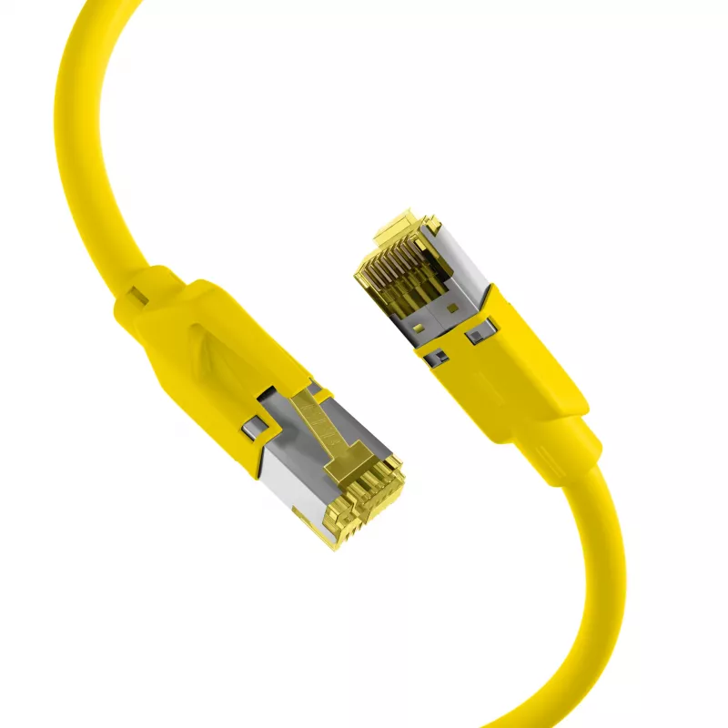 EFB Elektronik RJ45 komutacinis kabelis Cat.6A S/FTP LSZH geltonas 0,15m (K8560GE.0,15)