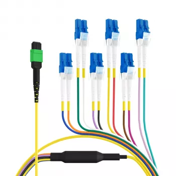 EFB Elektronik MPOF12LCOS2-2 MPO-PLUS/APC(F)-LC magistralinis kabelis OS2 12 skaidulų Type B LSZH geltonas 2m