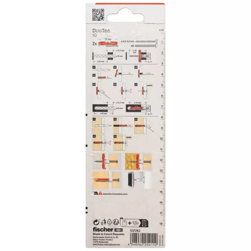 Fischer DuoTec 10 K NV tuščiaviduris inkaras 50 mm su varžtu, 1 rinkinys 537262