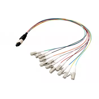 EFB Elektronik MPO-PLUS/APC(M)-LC skirstymo kabelis OS2 12 skaidulų Type B LSZH geltonas 1m MPOM12LCOS2-1