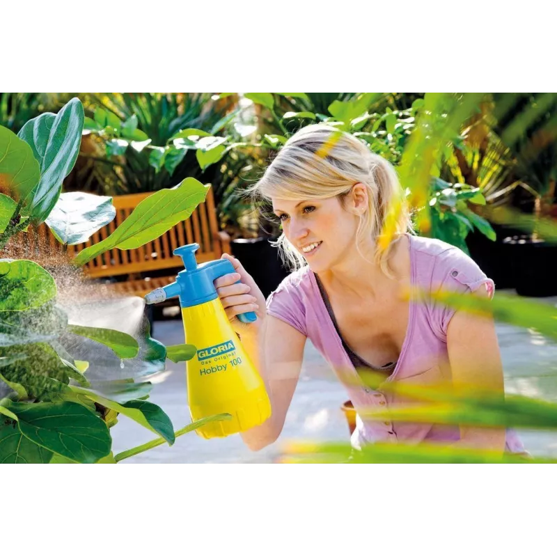 GLORIA Hobby 100 rankinis slėginis purkštuvas 1,3 L mėlynas geltonas plastikinis žalvarinis/plastikinis 3 bar 000015.0000