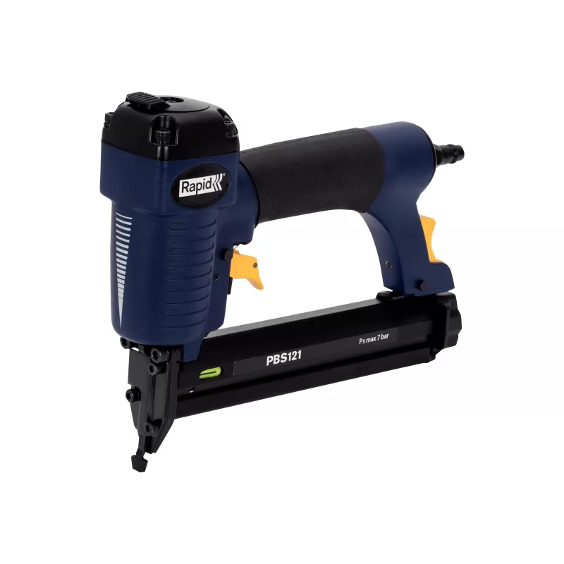 RAPID TOOLS Pneumatinis vinių kalimas ir segiklis PBS121 mėlynas/geltonas su dėklu, skirtas 606 tipo segtukams (12-30 mm) ir 8 tipo vinims 5000053