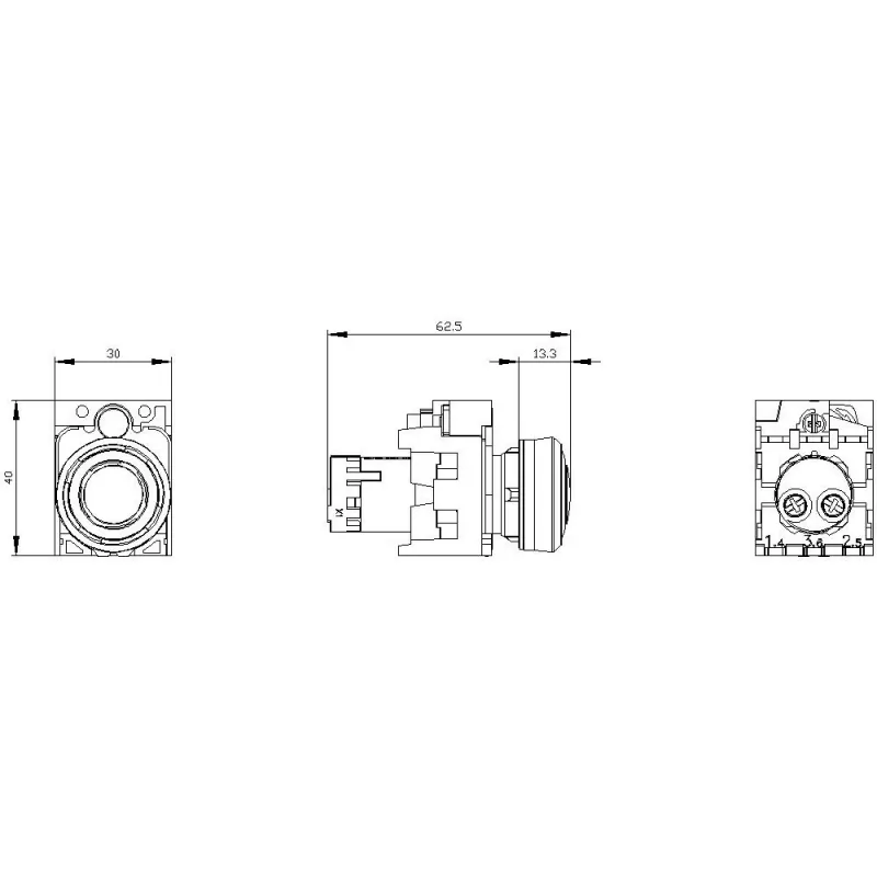 Siemens SIRIUS ACT 3SU1200-6KB10-1AA0 akustinis signalizatorius, 22 mm apvalus, plastikinis, juodas, 24 V AC/DC, IP66/IP67/IP69K