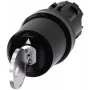 Siemens SIRIUS ACT raktu valdomas jungiklis, 22 mm, 2 padėčių, fiksuojantis, 90°, juodas plastikinis priekinis žiedas, SSG10 raktas 3SU10005HJ010AA0