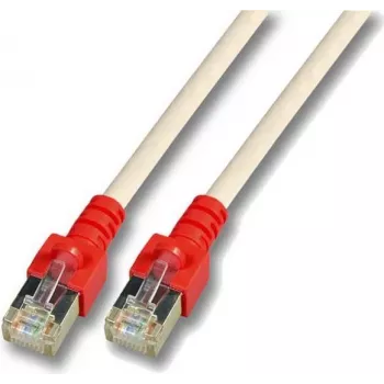 EFB K5450.2 RJ45 kryžminis komutacinis kabelis SF/UTP Cat.5e CCA 2m pilkas su raudonu apsauginiu gumuliu