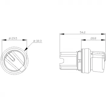 Siemens SIRIUS ACT 3SU10022BC100AA0 perjungiklio galvutė, 22 mm, 2 padėčių, fiksuojanti, juodas plastikinis priekinis žiedas, galima apšviesti