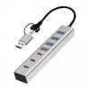 LogiLink USB 3.0 šakotuvas, 7 portų, 4x USB-A, 3x USB-C, aliumininis korpusas