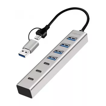 LogiLink USB 3.0 šakotuvas, 7 portų, 4x USB-A, 3x USB-C, aliumininis korpusas
