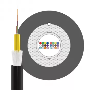 INFRALAN U-DQ(ZN)BH OM4 24G lauko ir vidaus optinis kabelis, 24 skaidulos, Eca, 3000N, LSZH juodas, 7,5mm 54524D2E-CPR