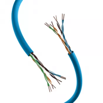 INFRALAN Cat.6A 500 MHz U/UTP 4 porų instaliacinis kabelis, AWG23, CPR B2ca, RAL5015 mėlynas, 305m 99960.305-CPR