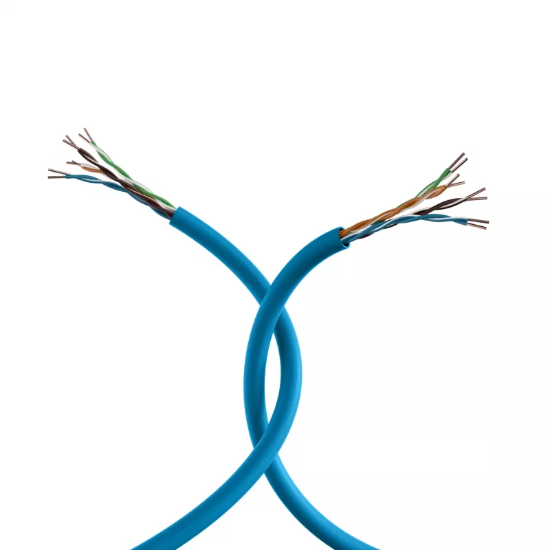 INFRALAN Cat.6A 500 MHz U/UTP 4 porų instaliacinis kabelis, AWG23, CPR B2ca, RAL5015 mėlynas, 305m 99960.305-CPR