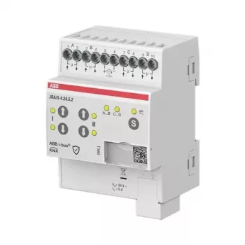 ABB JRA/S4.24.5.2 KNX žaliuzių/rolo užuolaidų pavara, 4 kanalų, 24V AC/DC, rankinis valdymas, DIN bėgelis 2CDG110298R0011