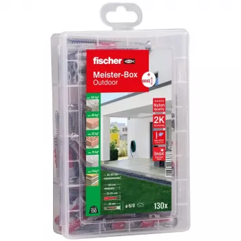 FISCHER Practical Helper lauko ir drėgnų patalpų kaiščių ir varžtų rinkinys, 130 dalių, 561385