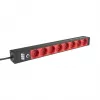 EFB Elektronik EK631CD.1V2 19 inch 1U montuojamas PDU, 8 x CEE 7/3 raudoni lizdai, IEC C14 įvadas, 10 A apsauga nuo perkrovos, juodas