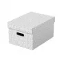 LEITZ 628282 Home Storage Box Medium, 3 dalių rinkinys, baltos spalvos, 100% perdirbtas gofruotas kartonas, nuimamas dangtis, sukraunamos