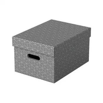 Leitz 628283 Esselte Home vidutinė laikymo dėžė, balta/pilka, 3 vnt. rinkinys, 14L, perdirbtas kartonas