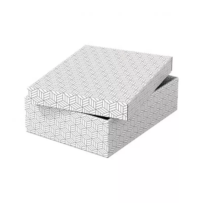 LEITZ Home M dėžučių rinkinys, 3 vnt., baltos spalvos, 100% perdirbtas gofruotasis kartonas, nuimamas dangtis 628284