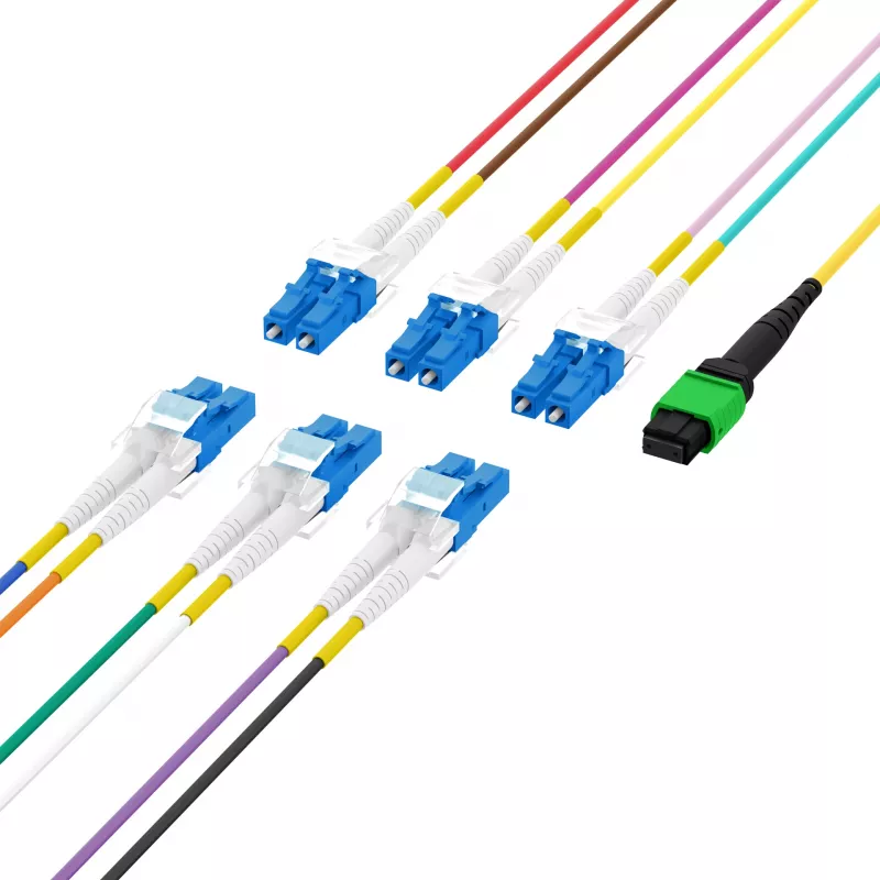 EFB Elektronik MPO-PLUS/APC(F)-LC trunkinis kabelis OS2 12 skaidulų Type B LSZH geltonas 3m MPOF12LCOS2-3