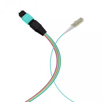 MPO-PLUS (M) į LC fanout kabelis OM3 12 fiber Type B LSZH Aqua 1m MPOM12LCOM3-1