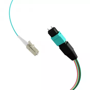 MPO-PLUS (M) į LC fanout kabelis OM3 12 fiber Type B LSZH Aqua 1m MPOM12LCOM3-1