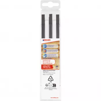 edding 8891 dailidės pieštuko keičiamieji grafito švineliai HB pilki 2,8 mm, 6 vnt. 4-8891-6090