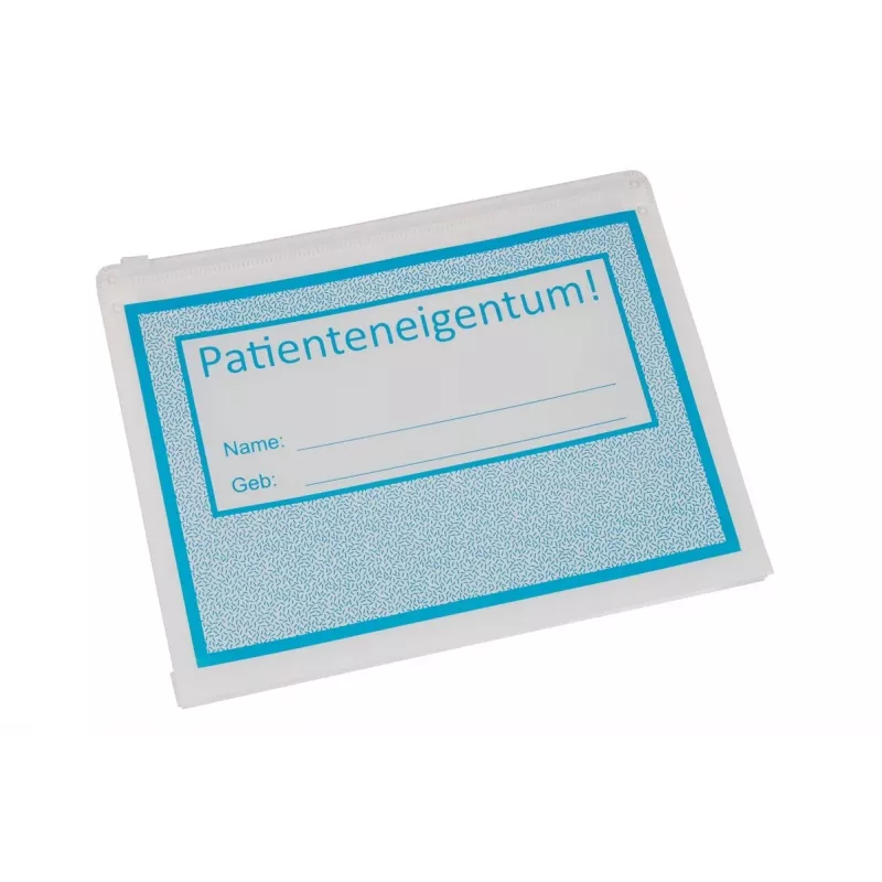 BOI Dokutech pacientų daiktų maišelis su slankiuoju užtrauktuku, mėlynas/baltas, 10 vienetų 9318-00061
