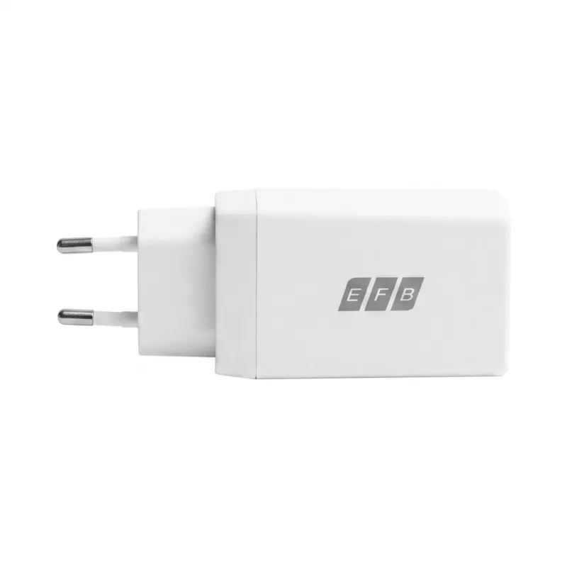 EFB Elektronik 65W GaN sieninis įkroviklis 2x USB-C + USB-A PD3.0 QC3.0 baltas G651A2CE